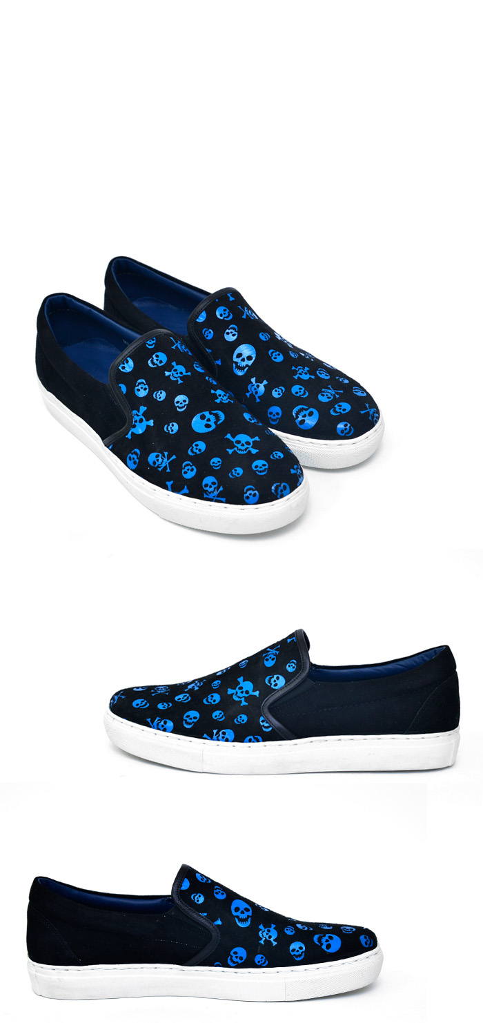 Geometric Skull Men's Slip On Sneakers